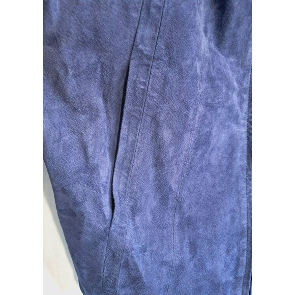 Blue Suede Full Zip Flare Waist Collared Jacket Womens Navy Blue 18W - Picture 6 of 11